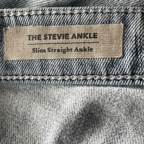 AG SZ 29 Stevie Ankle Jeans Slim Straight Distressed Rips Mid-Rise Pockets Blue - Picture 10 of 12